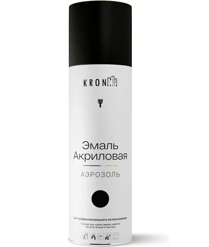 Эмаль аэрозольная черная глянц KRONbuild акрил R9005 520мл