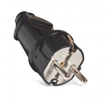 Вилка прямая с/з черная 16А 250В UNIVERSAL А1010