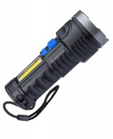 Фонарь ручной KOS115Lit (лит.акк.3,7V1,2Ah) 1св/д 3W+3W,120/130lm,120м,чёрн.з/у USB,IP53 Космос