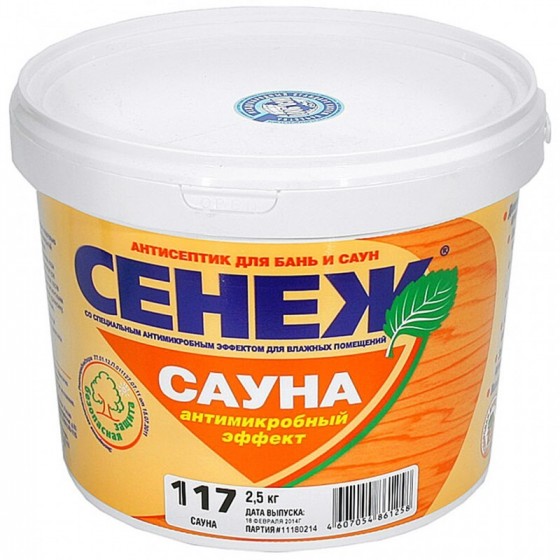 Деревозащитное ср-во СЕНЕЖ САУНА 2,5кг. (117)