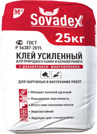 Клей Усиленный для природного камня и керамогранита Совадекс (25кг) (64шт. в под.)
