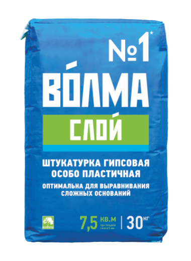 Волма-Слой сухая гипсовая смесь (штукатурка) (30кг) (45шт. в под.)