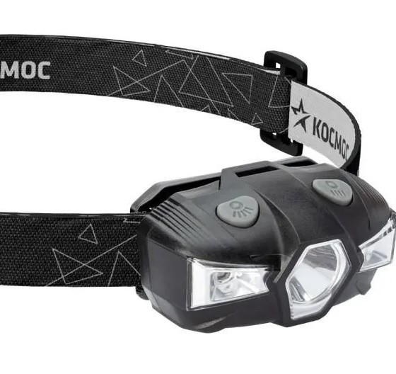 Фонарь налобный KOC517B (1xR6 АА в компл) 1св/д 2W 90lm+красный свет ABS,3 режима,IP54 Космос