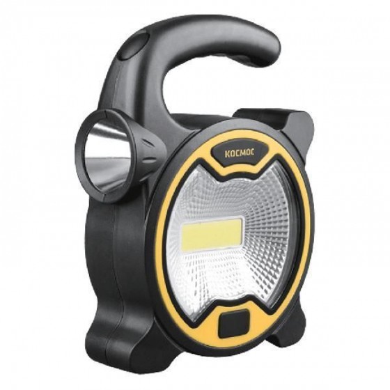 Фонарь ручной KOC3030LED (3xR6) 1св/д 1W+COB 3W,90lm+120lm,чёрно-жёлтый/пластик Космос