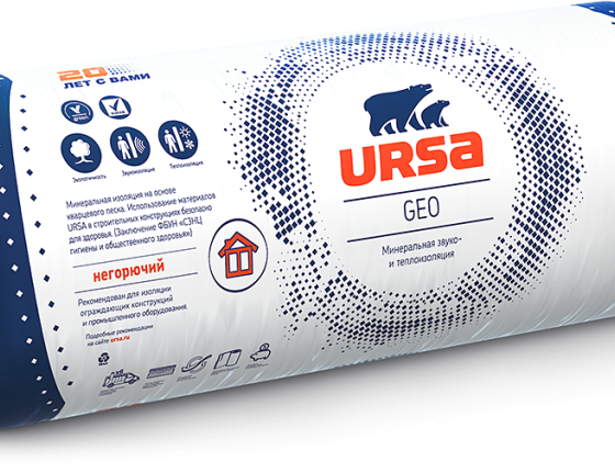 Утеплитель URSA GEO (50*1200*(2*10000), 24кв.м, 1,2куб.м, 11плотность (24шт./под)